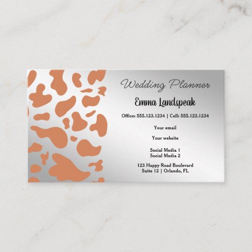 Silver  Brown Cow Print Business Card