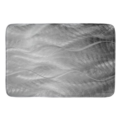 Silver Brushed Metal Abstract Bath Mat