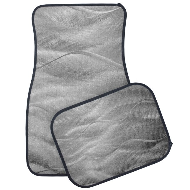 Silver Brushed Metal Abstract  Car Floor Mat (Set)