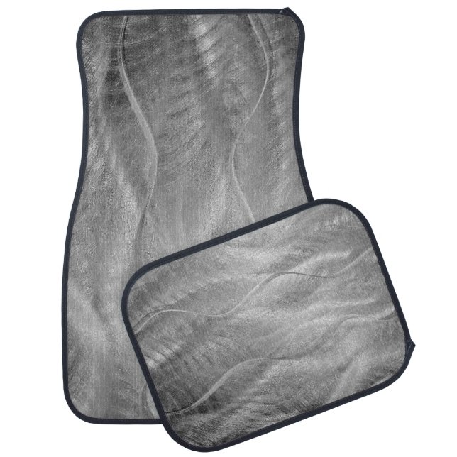 Silver Brushed Metal Abstract Car Floor Mat (Set)