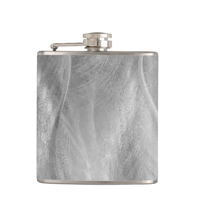 Silver Brushed Metal Abstract  Flask (Front)