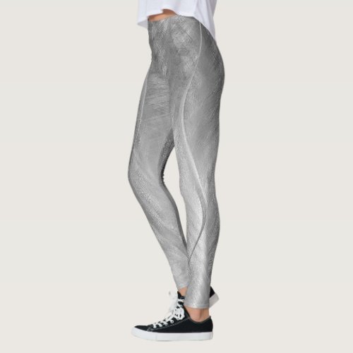Silver Brushed Metal Abstract Leggings