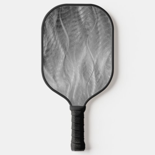 Silver Brushed Metal Abstract Pickleball Paddle