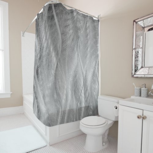 Silver Brushed Metal Abstract Shower Curtain