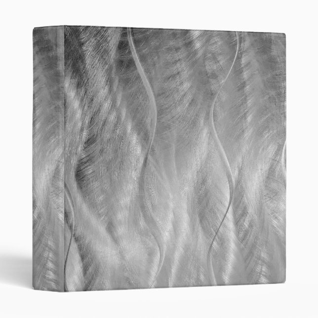 Silver Brushed Metal Abstract Silver Finish 3 Ring Binder (Front/Spine)