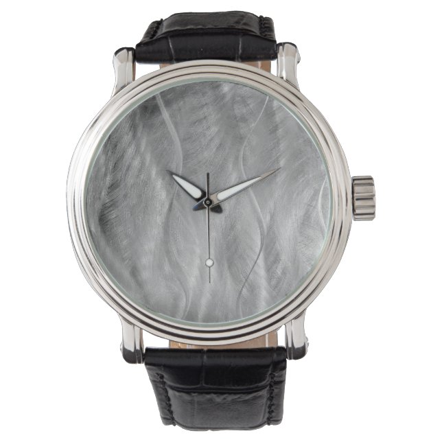 Silver Brushed Metal Abstract  Watch (Front)