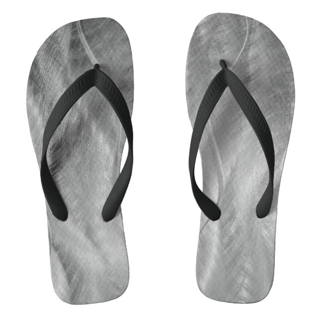 Silver Brushed Metal  Flip Flops (Footbed)