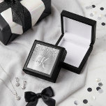 Silver Brushed Metal Glitter Monogram Name Gift Box<br><div class="desc">Easily personalize this trendy gift box design featuring pretty silver sparkling glitter on a silver brushed metallic background.</div>