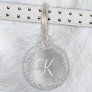 Silver Brushed Metal Glitter Monogram Name Pet ID Tag