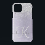 Silver Brushed Metal Glitter Monogram Name iPhone 11 Pro Case<br><div class="desc">Easily personalize this trendy chic phone case design featuring pretty silver sparkling glitter on a silver brushed metallic background.</div>