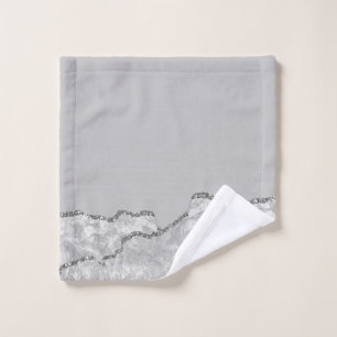 Silver Brushed Metal Glitter Wash Cloth