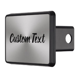 Silver Brushed Metal Look and Black Script Text Hitch Cover