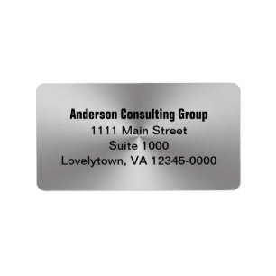 Silver Brushed Metal Look Business Return Address Label