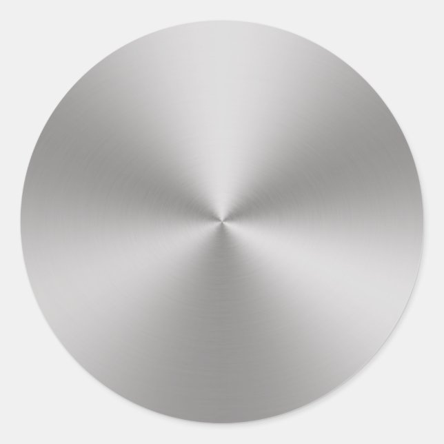 Silver Brushed Metal Look | Radial Classic Round Sticker (Front)
