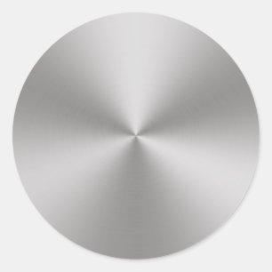 Silver Brushed Metal Look Radial Classic Round Sticker