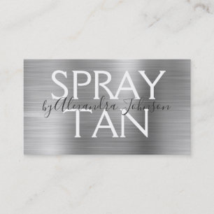 Silver Brushed Metal Spray Tan Business Card