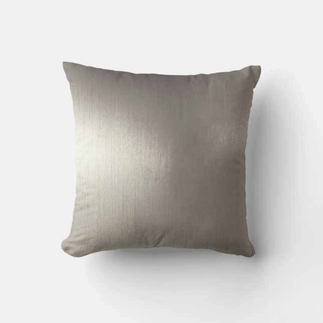 Silver Brushed Metallic 4 Throw Pillow (Front)