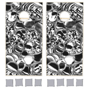 Silver bubbles with glass or metal tone cornhole set