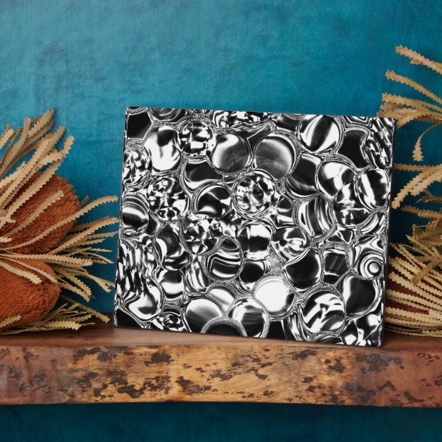 Silver bubbles with glass or metal tone  plaque (Side)