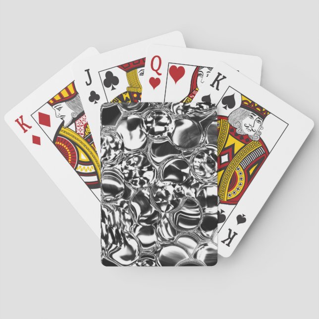 Silver bubbles with glass or metal tone  poker cards (Back)