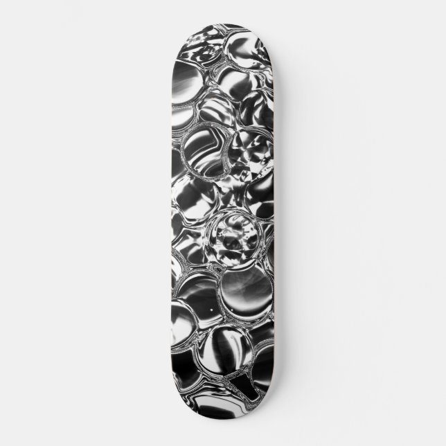 Silver bubbles with glass or metal tone  skateboard (Front)