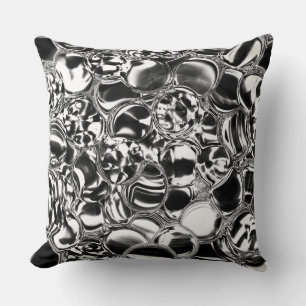 Silver bubbles with glass or metal tone  throw pillow