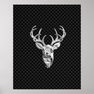 Silver Buck on Carbon Fiber Decor
