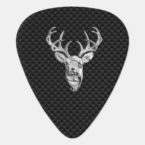 Silver Buck on Carbon Fiber Decor Guitar Pick