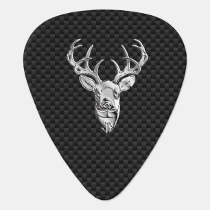 Silver Buck on Carbon Fiber Decor Guitar Pick