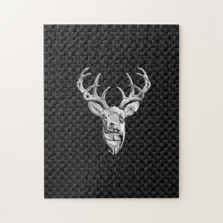 Silver Buck on Carbon Fiber Decor Jigsaw Puzzle