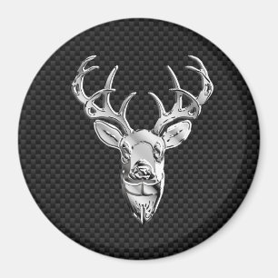 Silver Buck on Carbon Fiber Decor Magnet