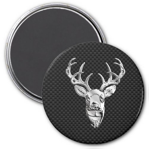 Silver Buck on Carbon Fiber Decor Magnet