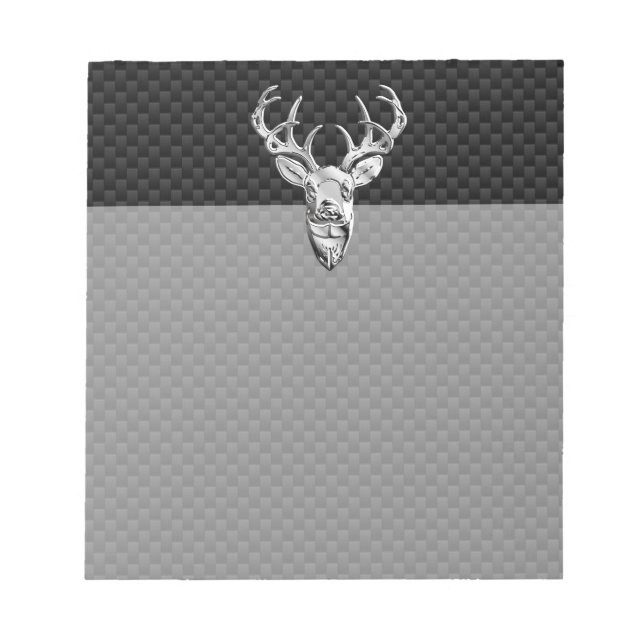 Silver Buck on Carbon Fiber Decor Notepad (Front)