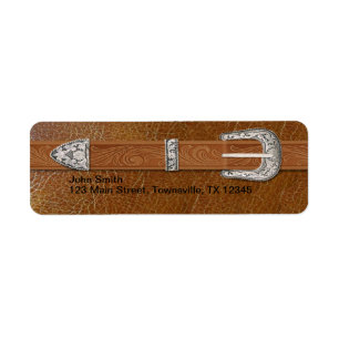 Silver Buckle and Leather Label