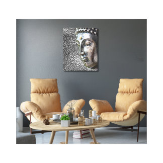 Silver Buddha Face Canvas Print