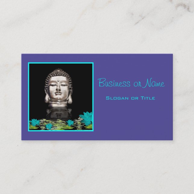 Silver Buddha Head Statue Business Card (Front)