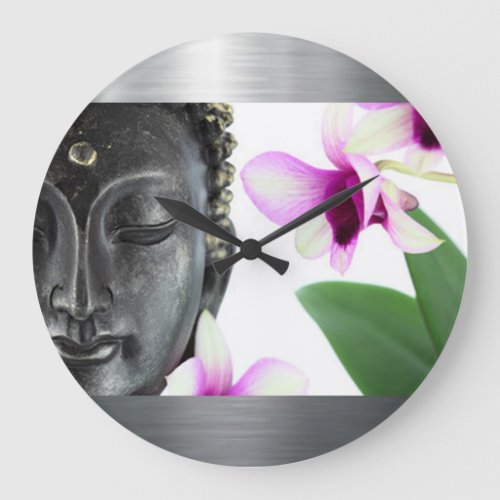 Silver Buddha Large Clock