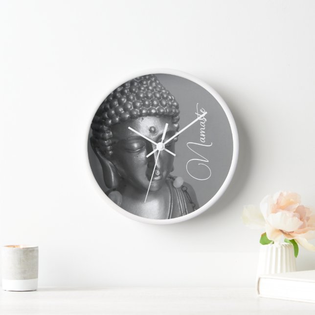 Silver Buddha Namaste Wall Clock (Home)