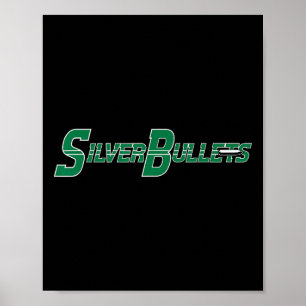 Silver Bullets Softll - Green On Navy  Poster