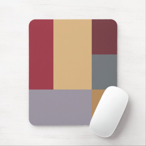 Silver Burgundy Red Cream Gray Color Block Mouse Pad