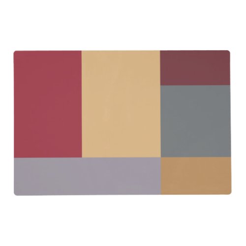 Silver Burgundy Red Cream Gray Color Block Placemat