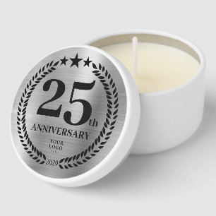 Silver Business 25th Anniversary Gift For Clients Mini Candle Favors