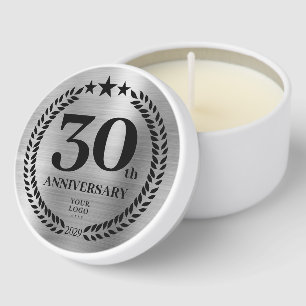 Silver Business 30th Anniversary Gift For Clients Mini Candle Favors