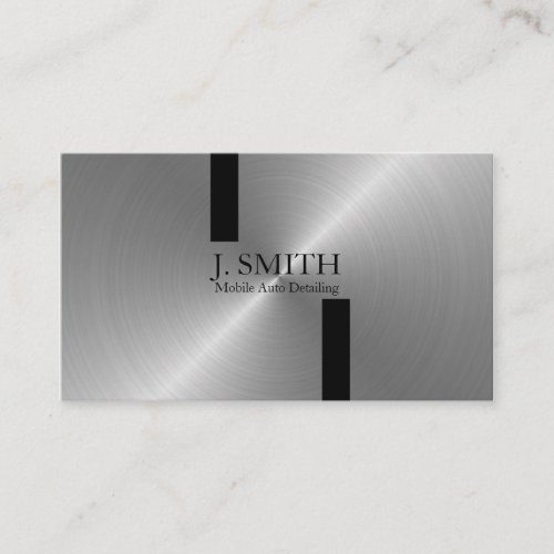 Black Stripes on Silver Auto Detailing Business Cards