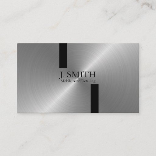 Customizable Black Stripes on Silver Auto Detailing Business Cards