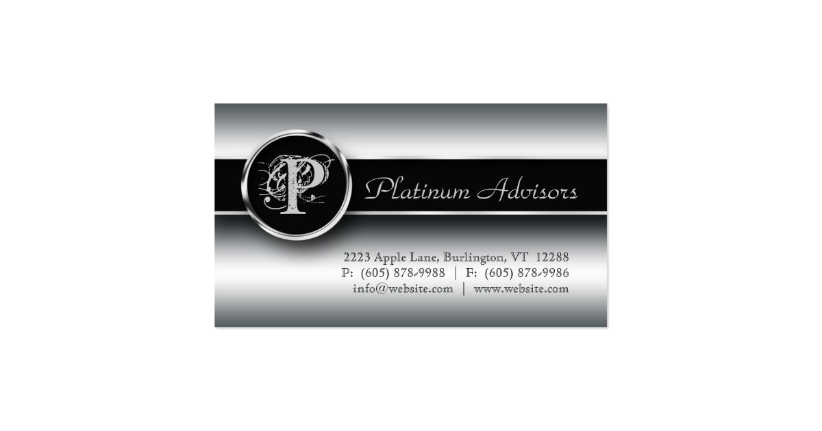 Silver Business Card Professional Modern Black | Zazzle