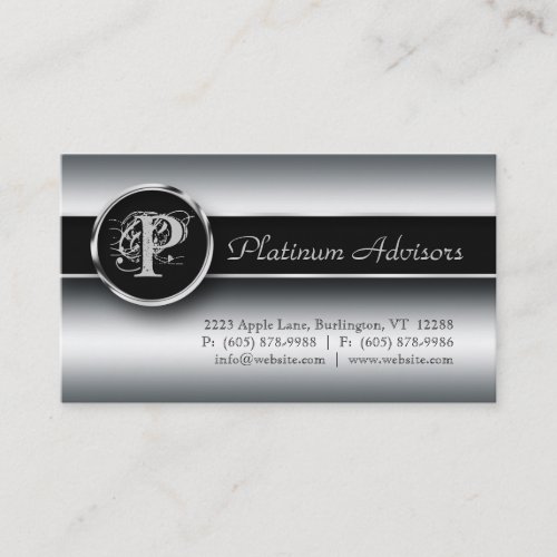 Silver Business Card Professional Modern Black