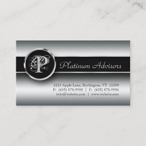 Customizable Silver Business Card Professional Modern Black