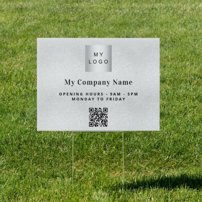 Silver business company logo QR code Sign (Insitu)