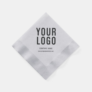 Silver Business Logo Minimalist Company Event Napkins